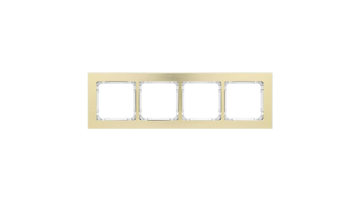 DECO Ramka uniwersalna poczwórna - aluminium szczotkowane (ramka: kolor mosiężny spód: biały) 8-0-DRA-4