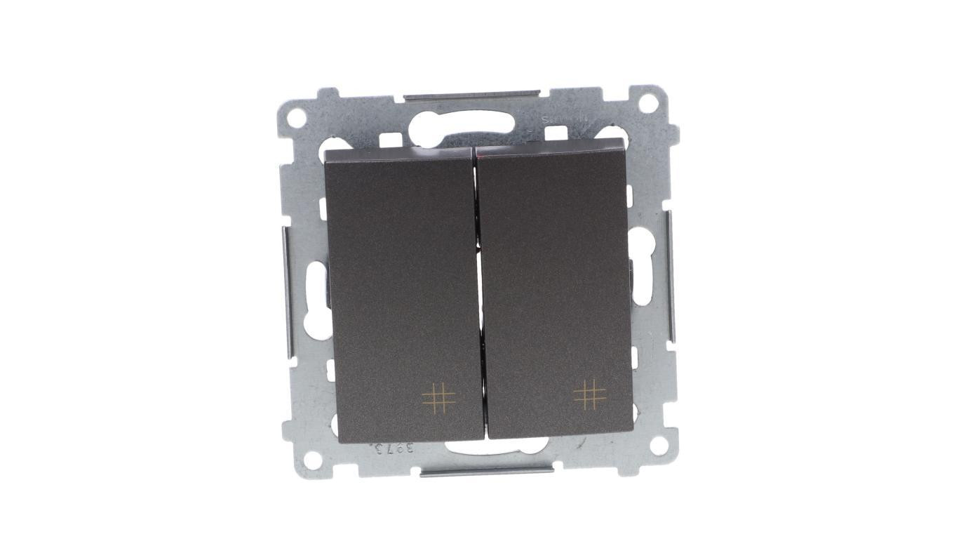 Simon 54 Łącznik krzyżowy podwójny 10AX 250V, szybkozłącza, antracyt (met.) DW7/2.01/48