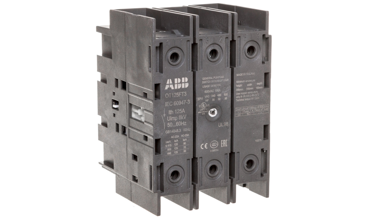 Rozłącznik izolacyjny 3P 125A bez napędu do wbudowania OT125FT3 1SCA105060R1001
