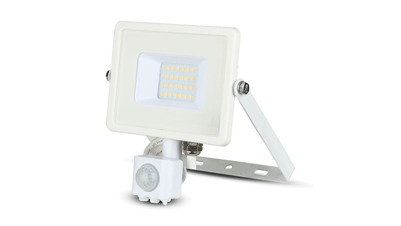 Projektor LED 20W 1600lm 4000K Dioda SAMSUNG z czujnikiem ruchu PIR Biały IP65 449