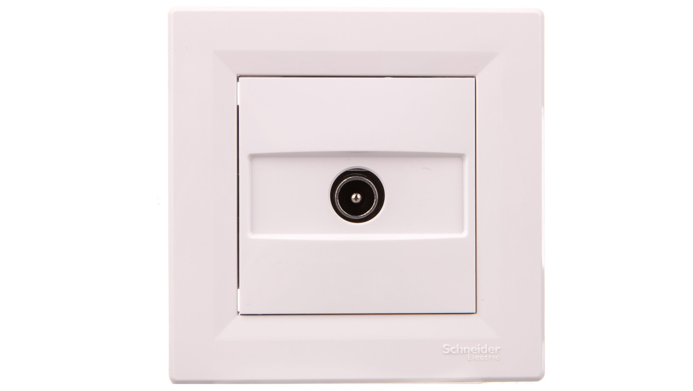 Gniazdo antenowe Asfora TV przelotowe (4db) białe z ramką EPH3200221