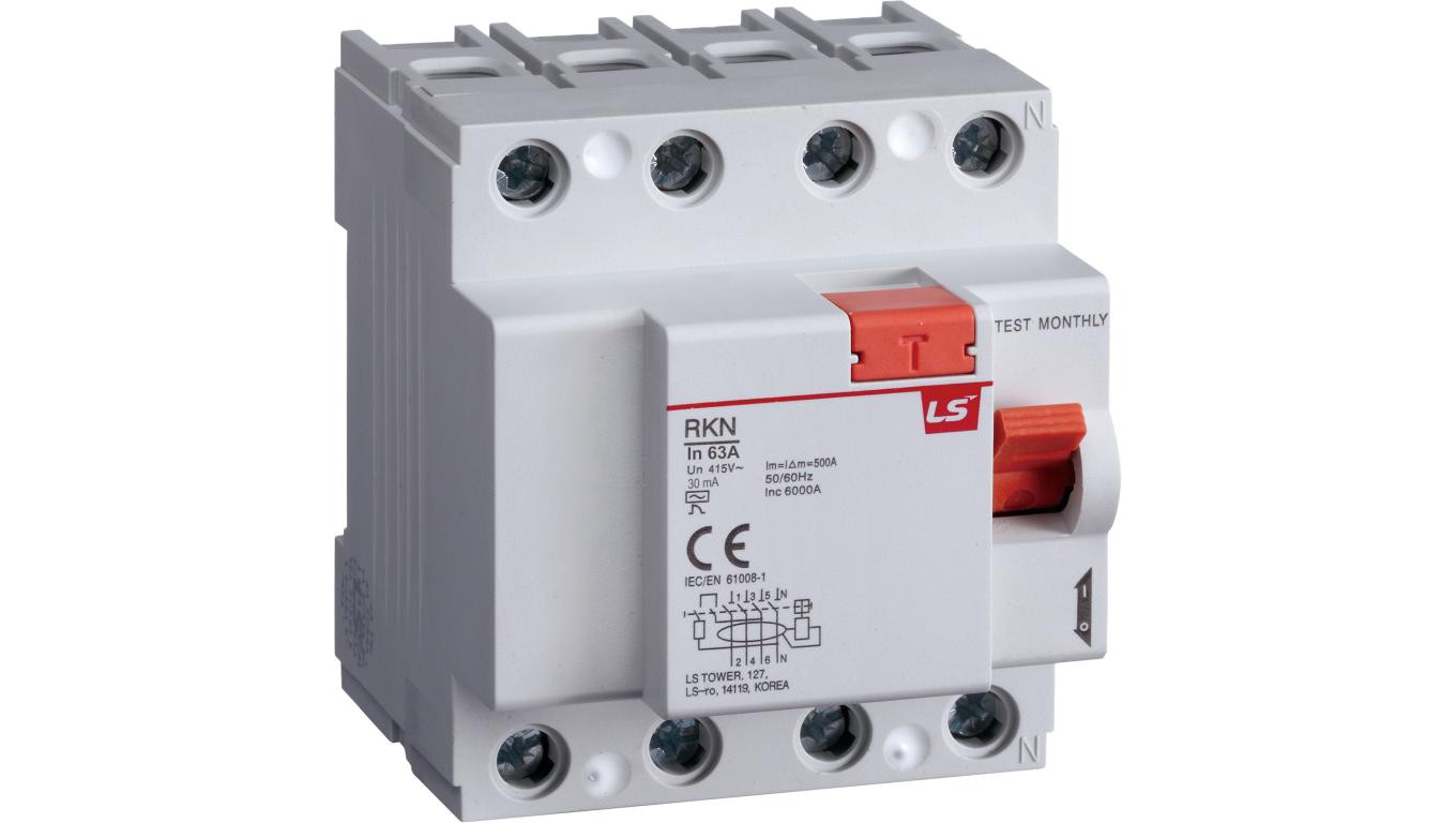 Wyłącznik różnicowoprądowy 4P 63A 0,03A typ A RKN4P 63A 30MAA 06220465R0