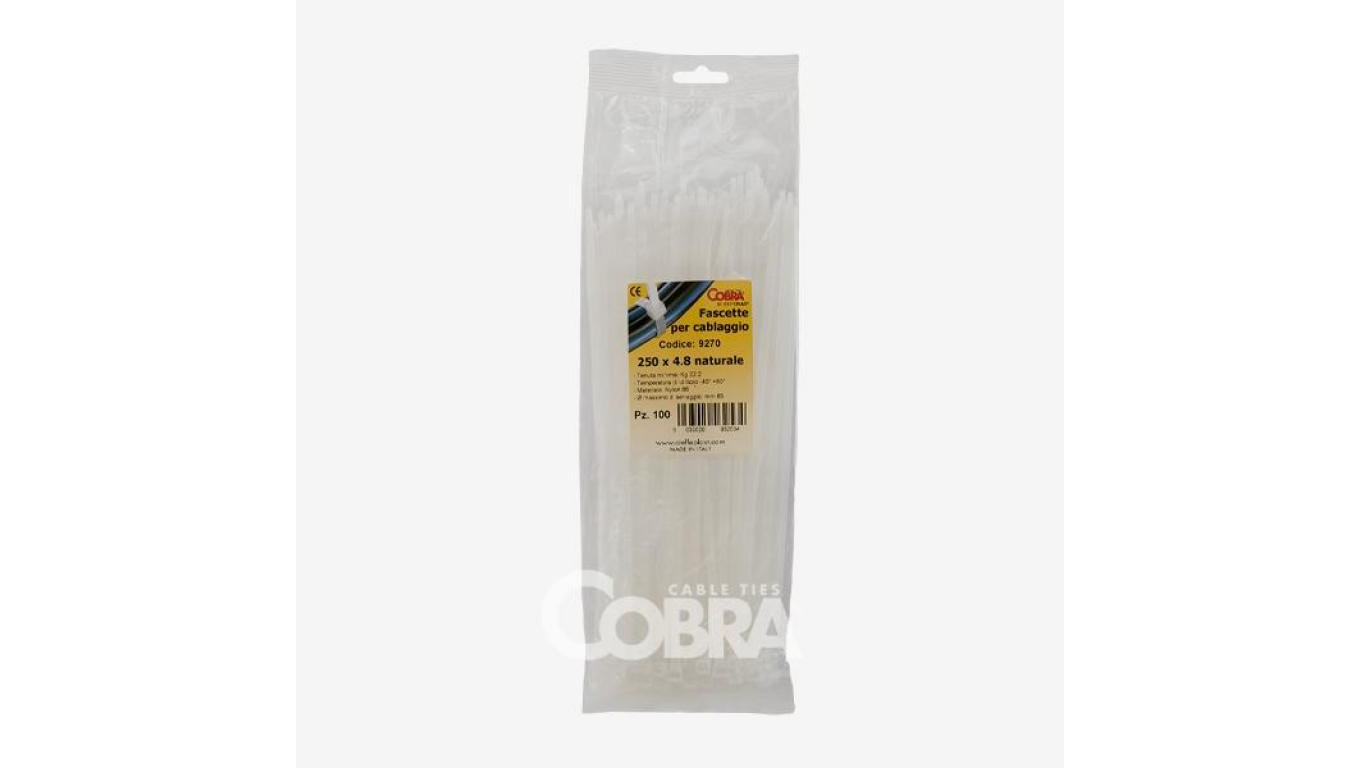 Opaska kablowa 160x2,5 biała COBRA 9090 /100szt./