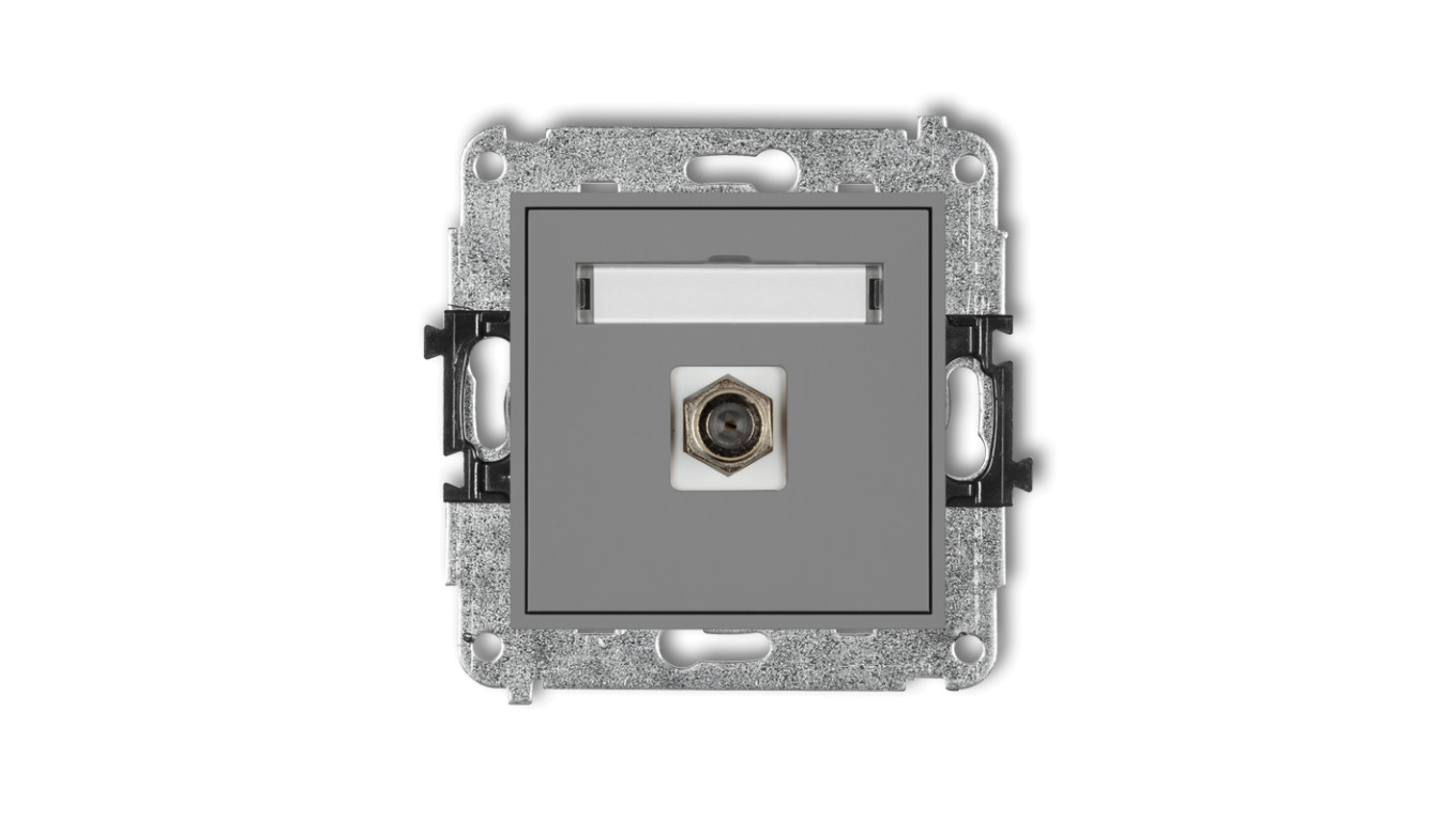 MINI Gniazdo antenowe pojedyncze typu F (SAT) niklowany szary mat 27MGF-1