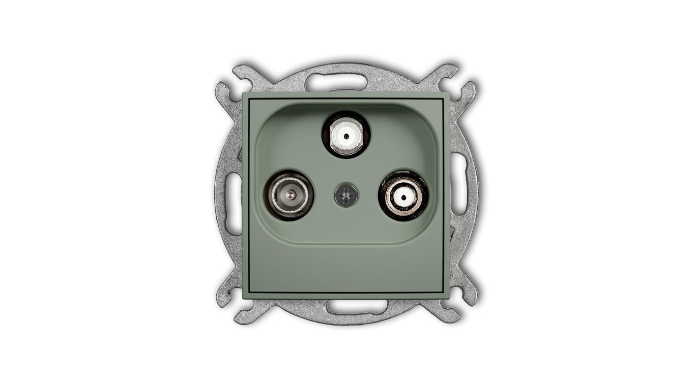 MINI Mechanizm gniazda abonenckiego 2 wyjścia SAT + TV szałwiowy 61MGSN