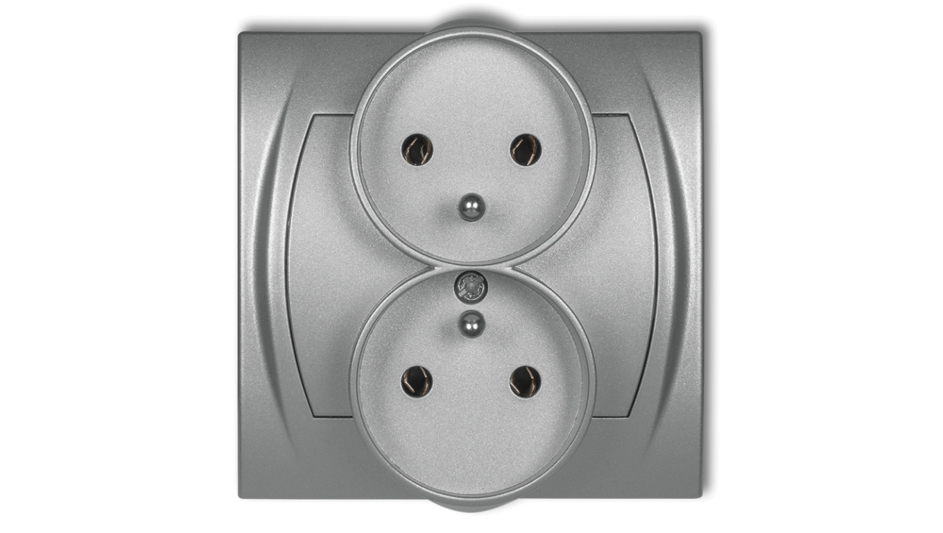 LOGO Gniazdo podwójne z/u srebrny metalik 7LGPR-2z