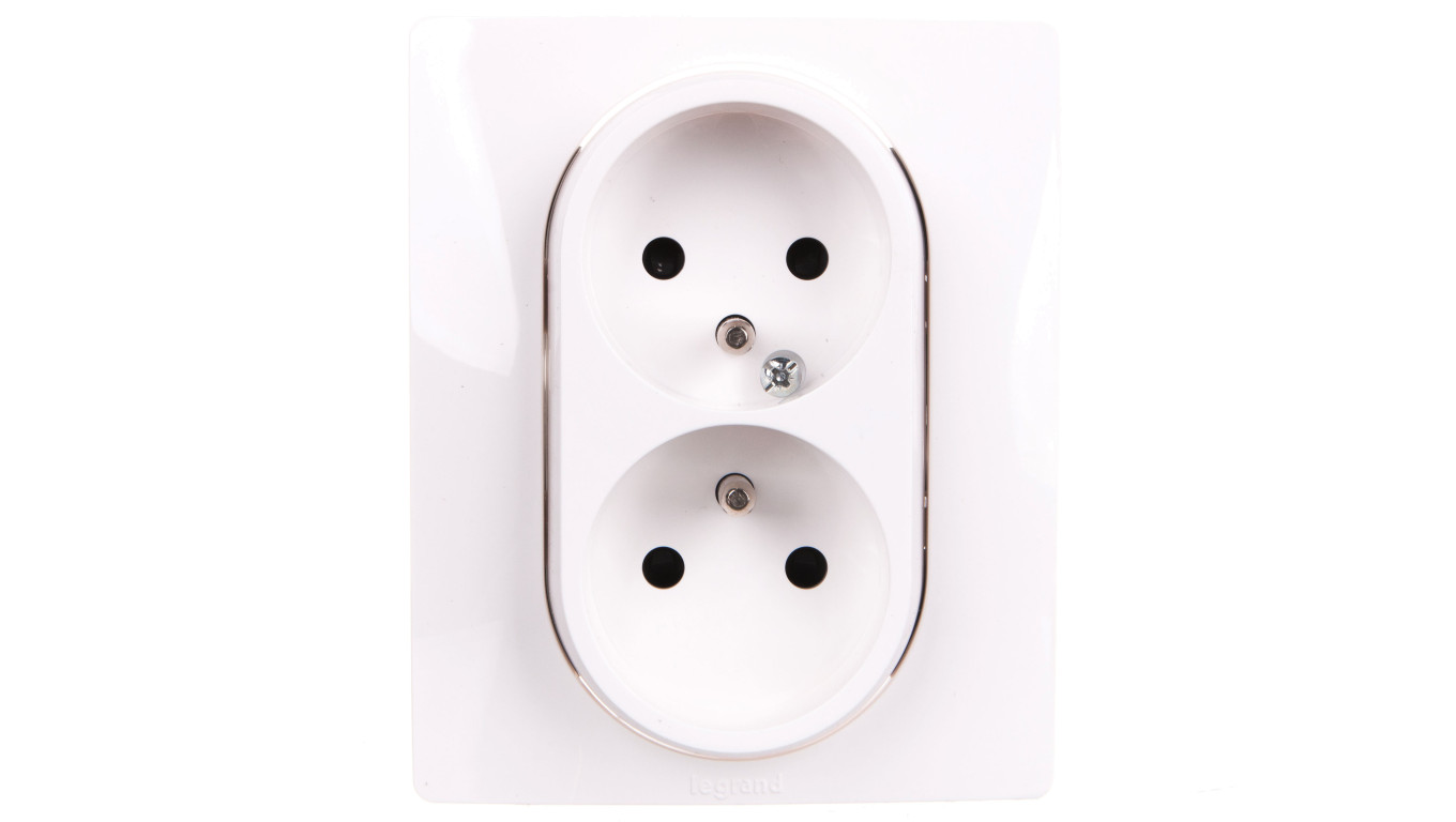 NILOE Gniazdo podwójne z/u kompaktowe 16 A 250V z przesłonami białe 764541