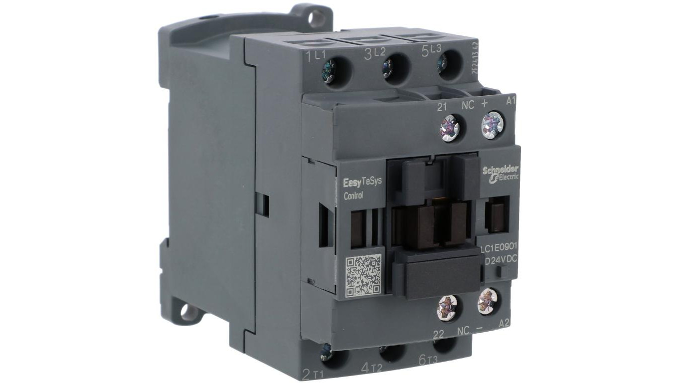 Stycznik mocy Easy TeSys Control AC-3, 9A, 3P (1NC), cewka 24V DC LC1E0901BD