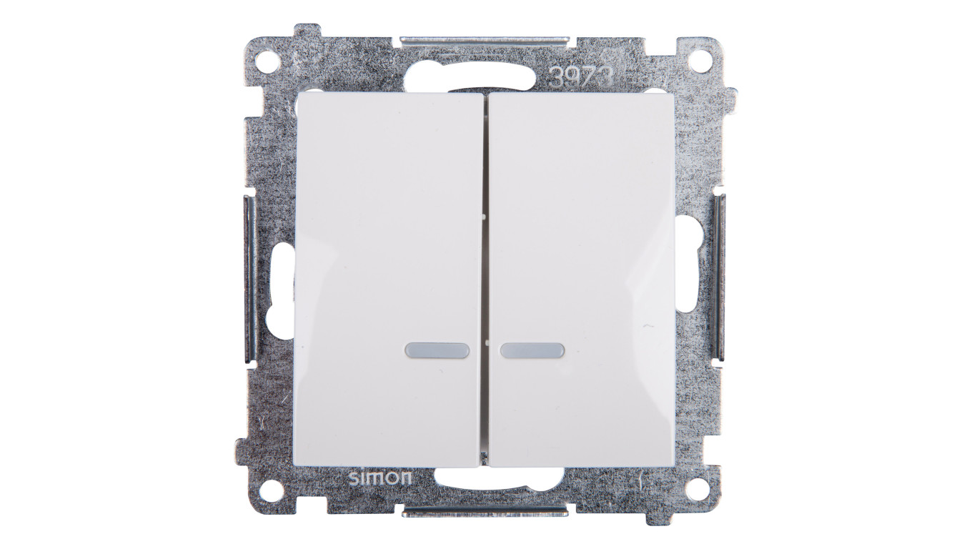 Simon 54 Łącznik bryzgoszczelny świecznikowy IP44 z podświetleniem, szybkozłącza, biały DW5BL.01/11