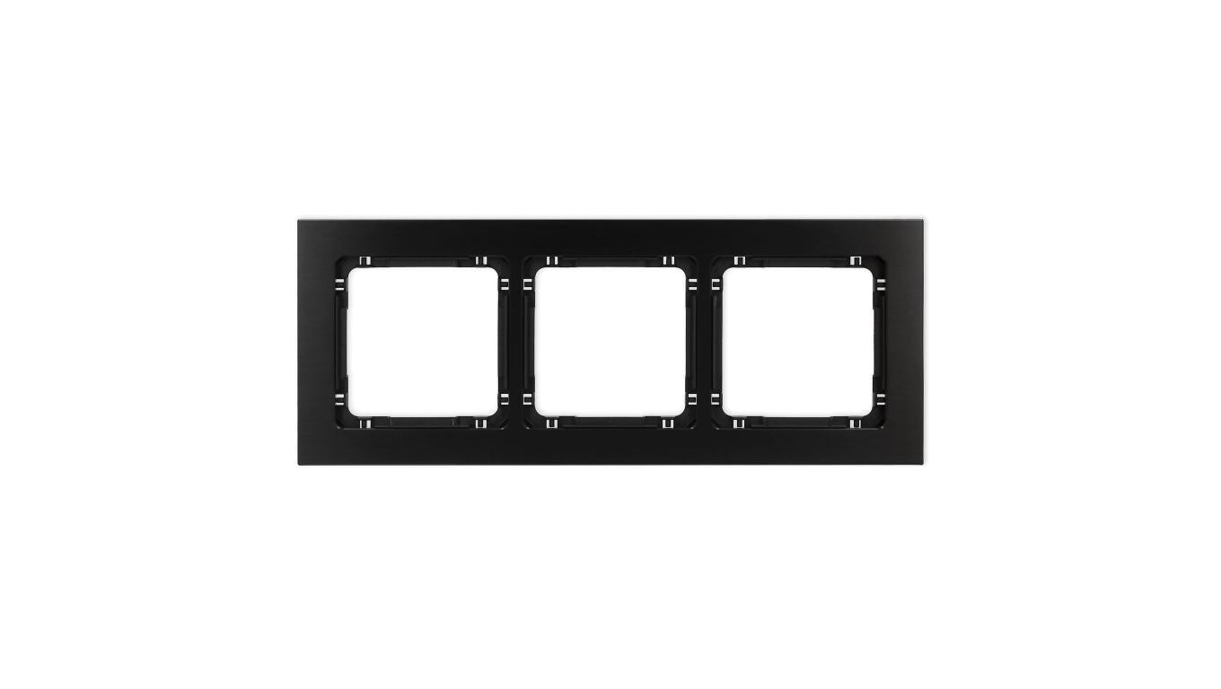 DECO Ramka uniwersalna potrójna - aluminium szczotkowane (ramka: czarna spód: czarny) 12-12-DRA-3