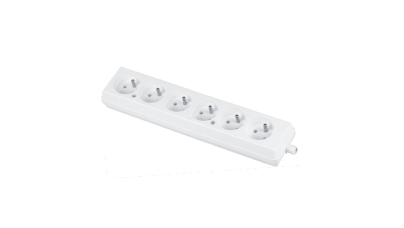 Gniazdo przenośne sześciokrotne 16A 2P+Z 250V białe GN-670