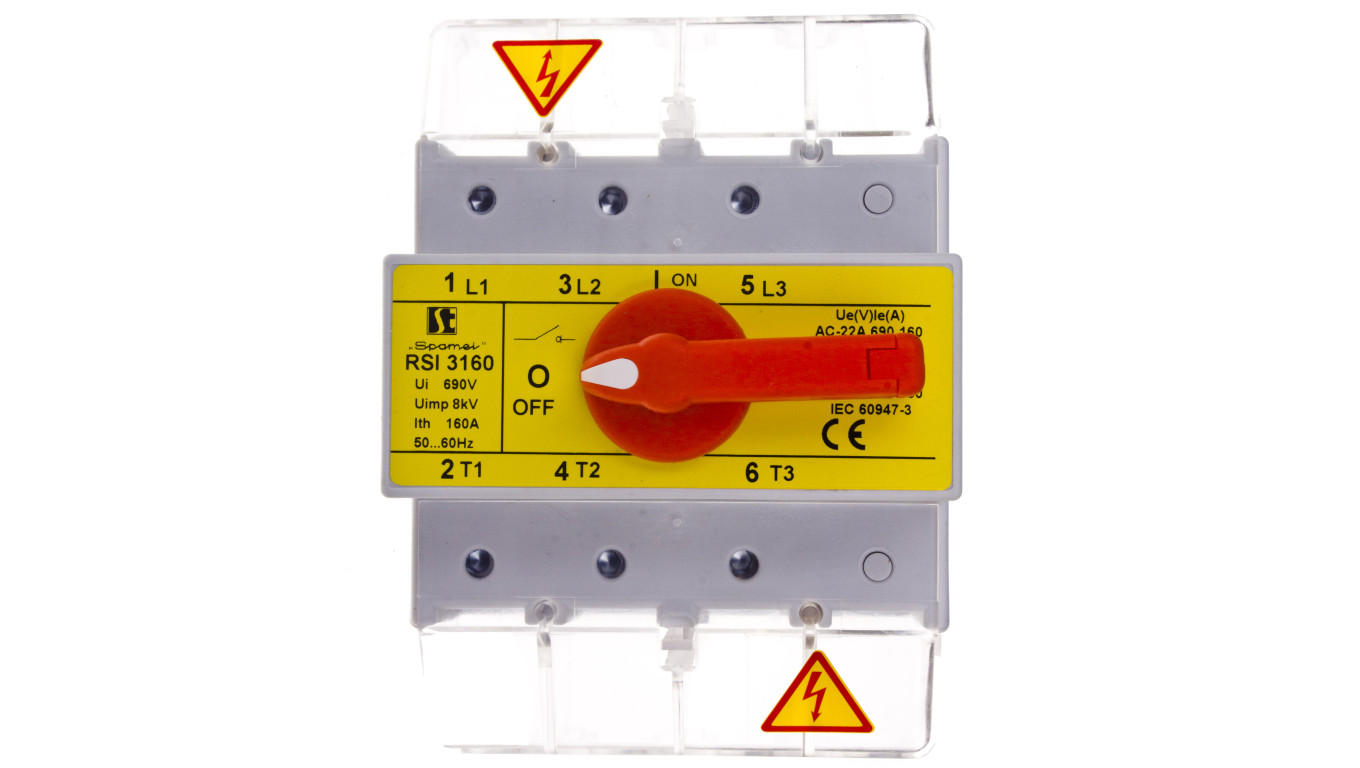 Rozłącznik izolacyjny 3P 160A z pokretłem na rozłączniku RSI-3160W03
