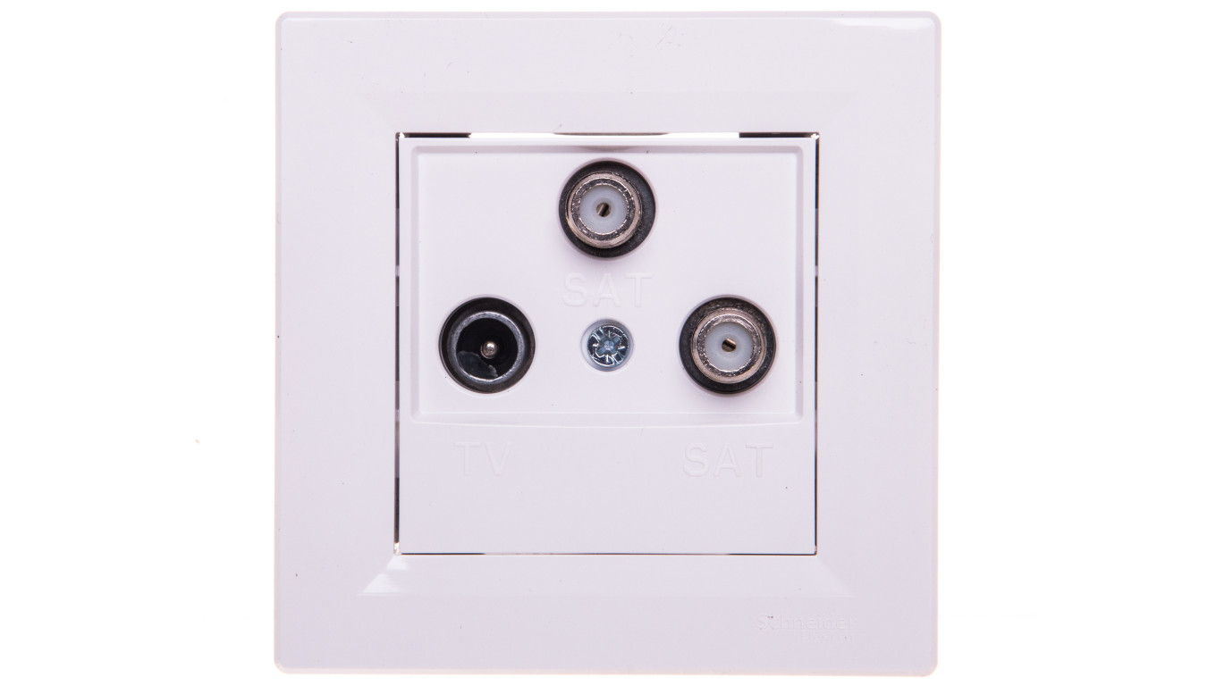 Gniazdo antenowe Asfora TV-SAT-SAT końcowe 1dB białe z ramką EPH3600121