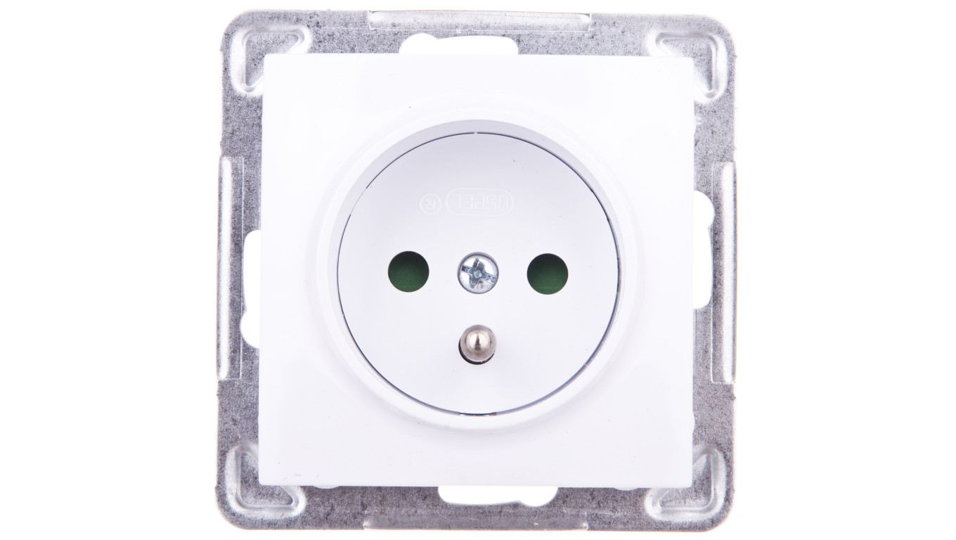 IMPRESJA Gniazdo pojedyncze z/u z przesłonami białe GP-1YZP/m/00