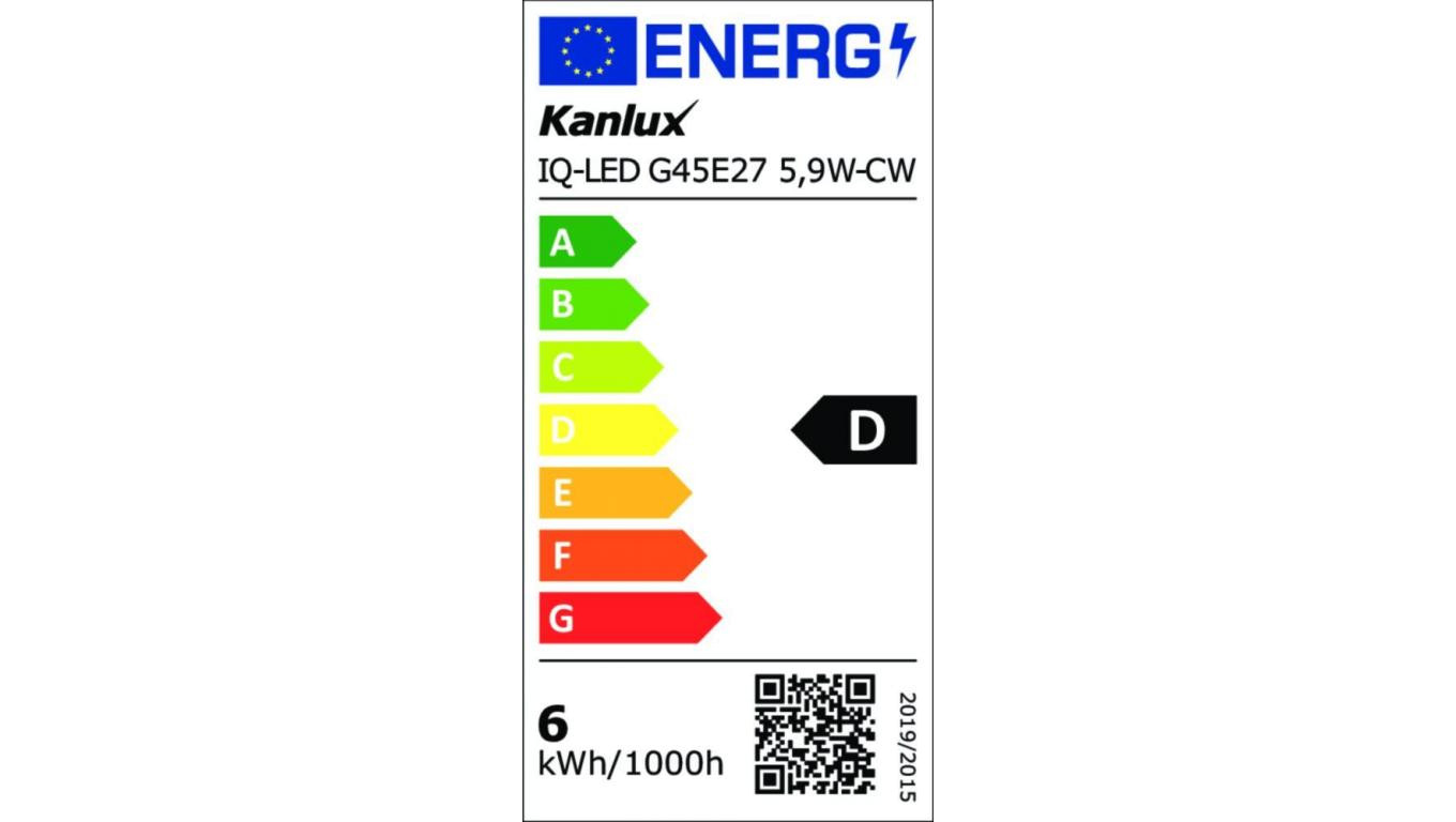 Żarówka LED E27 IQ-LED G45E27 5,9W-CW 806lm 6500K barwa zimna Ra90 3 lata Gwarancji kulka 36699