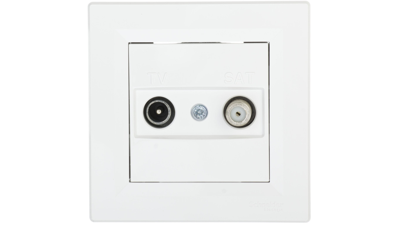 Gniazdo antenowe Asfora TV-SAT końcowe 1dB białe z ramką EPH3400121