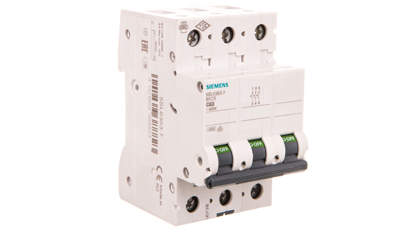 Wyłącznik nadprądowy 3P C 63A 6kA AC 5SL6363-7