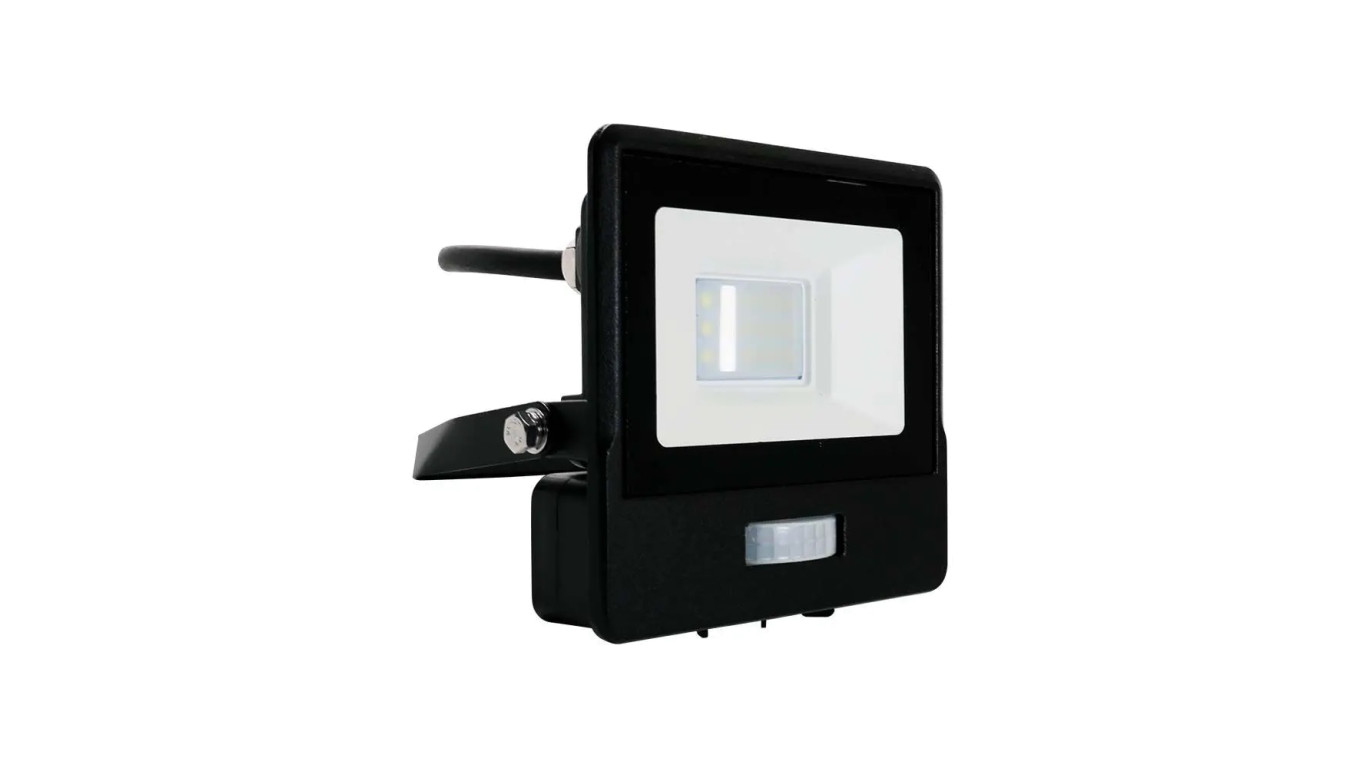 Projektor LED z czujnikiem ruchu 10W 735lm 6500K Dioda SAMSUNG IP65 Kabel 1m Czarny 5 Lat Gwarancji 20282