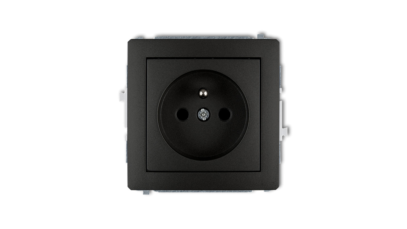 DECO Gniazdo pojedyncze z/u 2P+Z czarny mat 12DGP-1zp