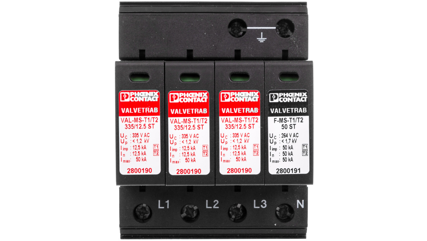 Ogranicznik przepięć Typ VAL-MS-T1/T2 335/12.5/3 plus 1 2800184