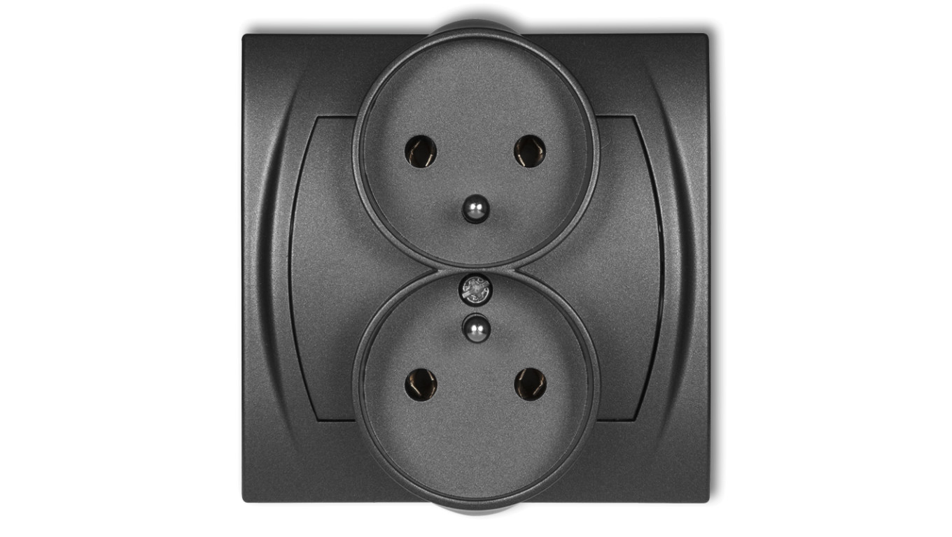 LOGO Gniazdo podwójne do ramki z/u (bez przesłon) grafitowy 11LGPR-2z