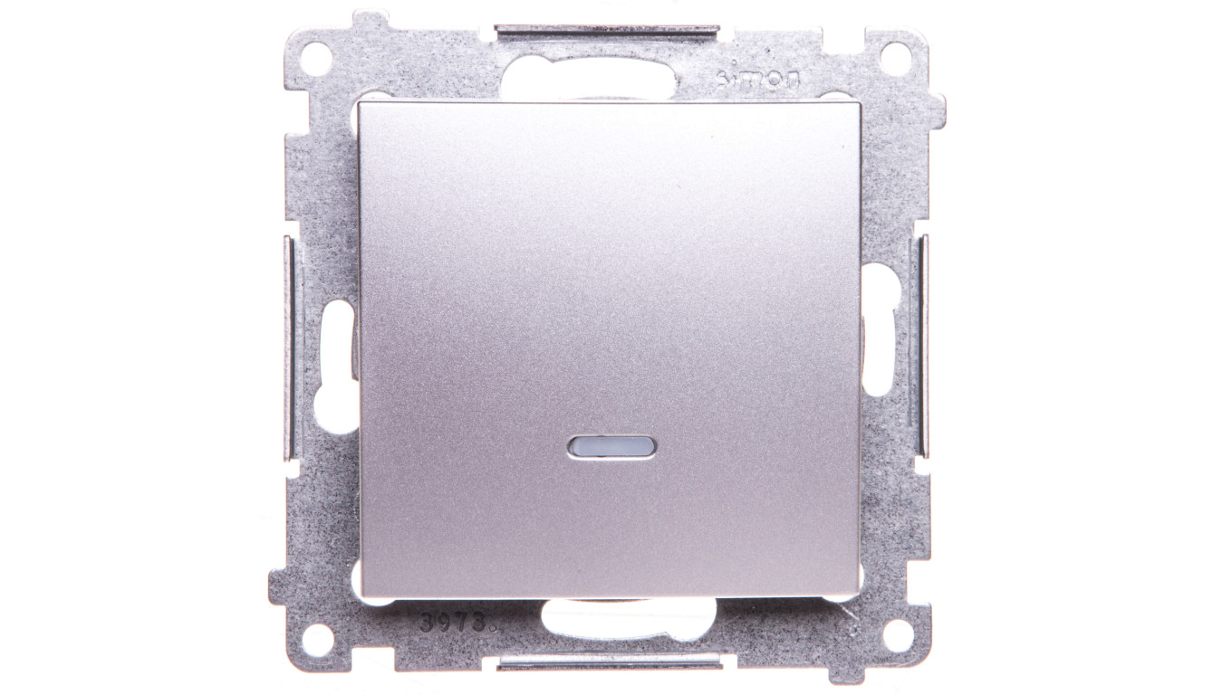 Simon 54 Łącznik jednobiegunowy z podświetleniem srebrny mat DW1AL.01/43