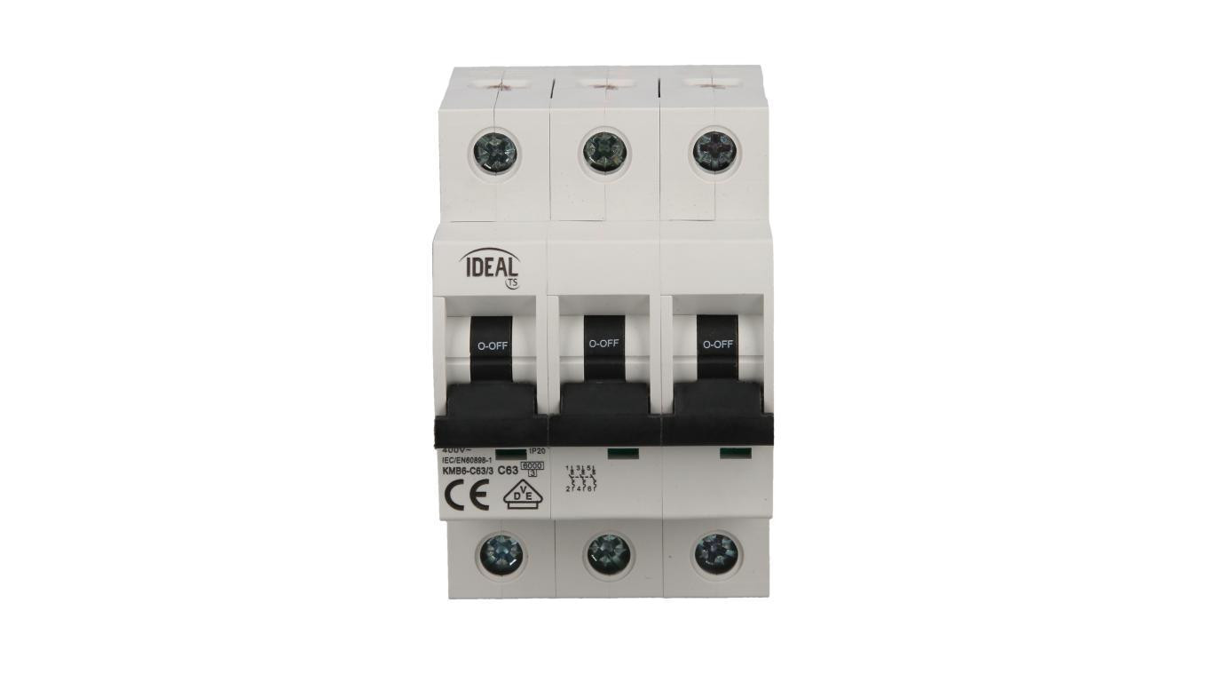 Wyłącznik nadprądowy 3P C 63A 6kA AC KMB6-C63/3 VDE 23166