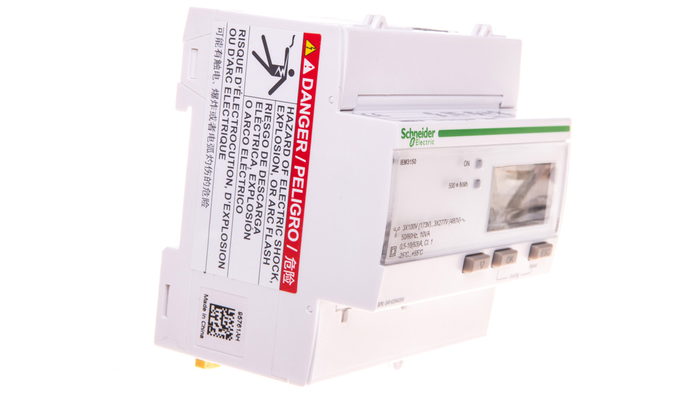 Licznik energii elektrycznej 1/3-fazowy 63A 100-277/173-480V kl.1 Modbus cyfrowy modułowy iEM3150 A9MEM3150