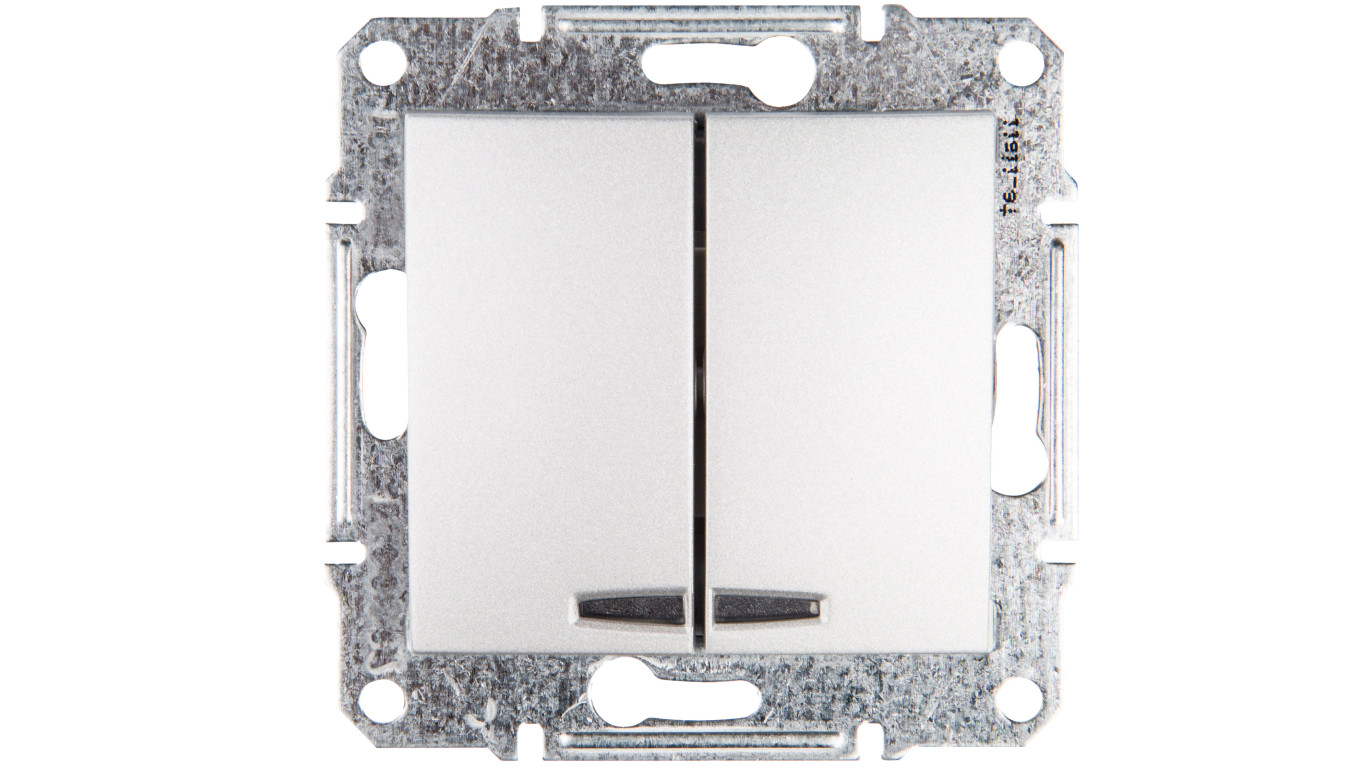 Sedna Łącznik świecznikowy 10AX z podświetleniem LED aluminium IP20 SDN0300360