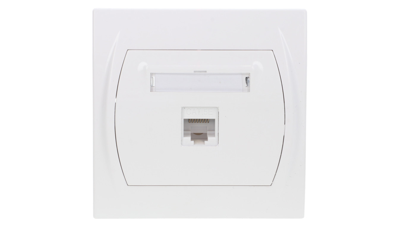 LOGO Gniazdo komputerowe pojedyncze 1xRJ45, kat. 5e, 8-stykowy biały LGK-1