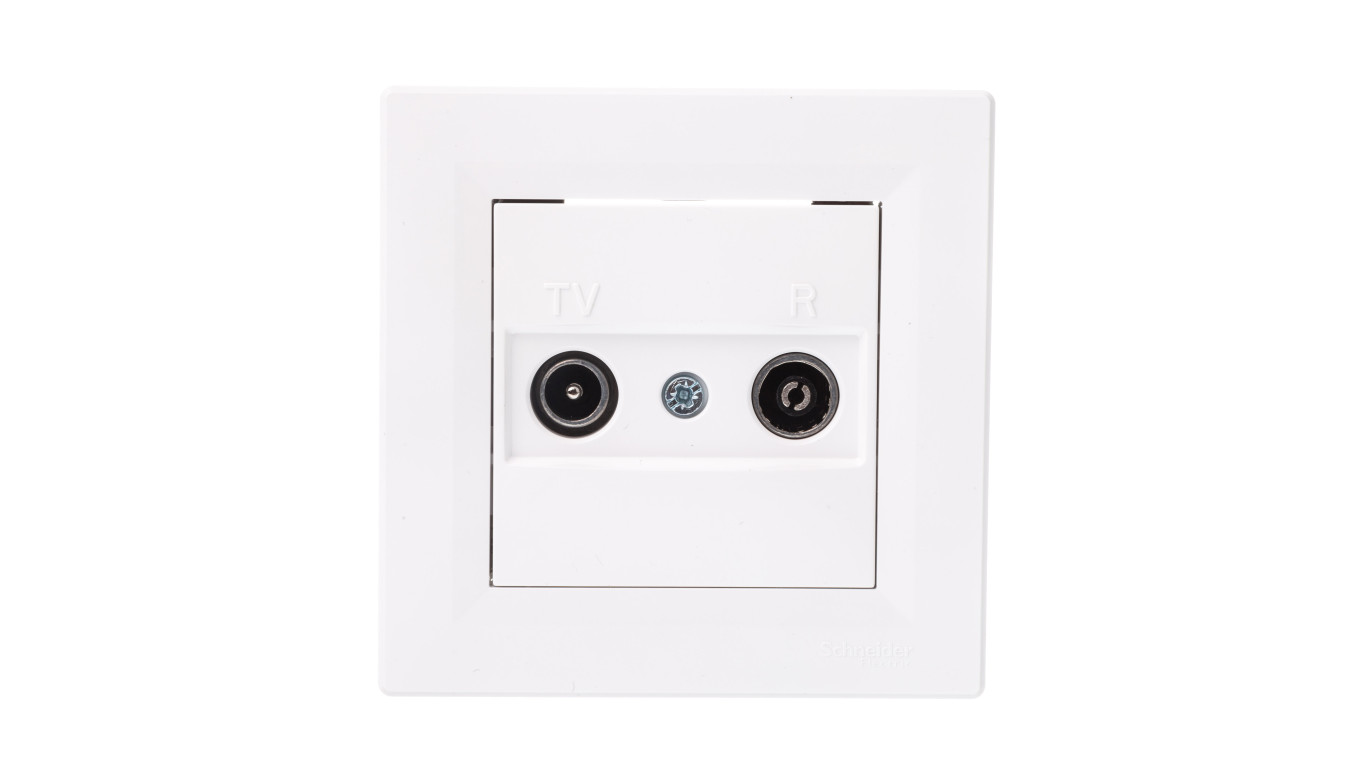 Gniazdo antenowe Asfora RTV końcowe 1dB białe z ramką EPH3300121