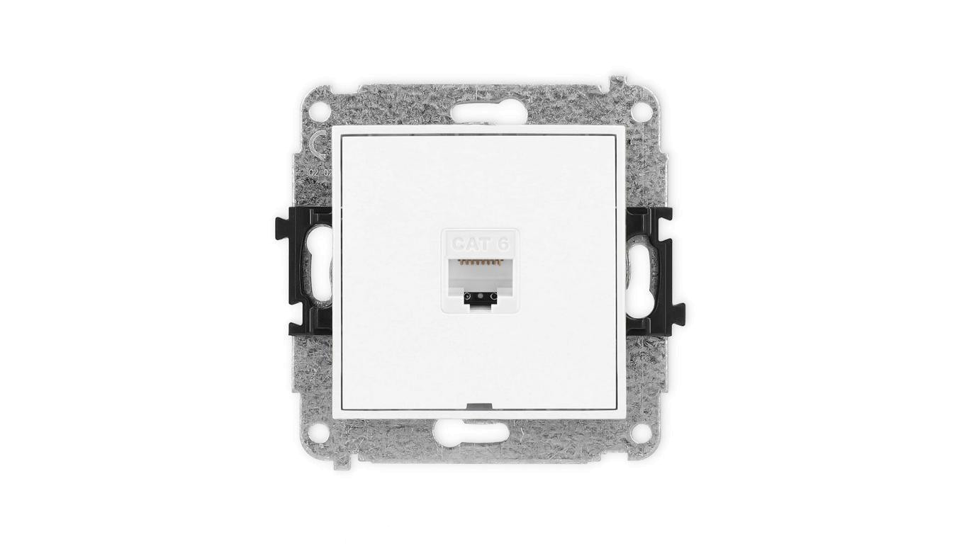 ICON Mechanizm gniazda komputerowego pojedynczego 1xRJ45, kat. 6, 8-stykowy, bez pola opisowego biały mat 25IGKBO-3