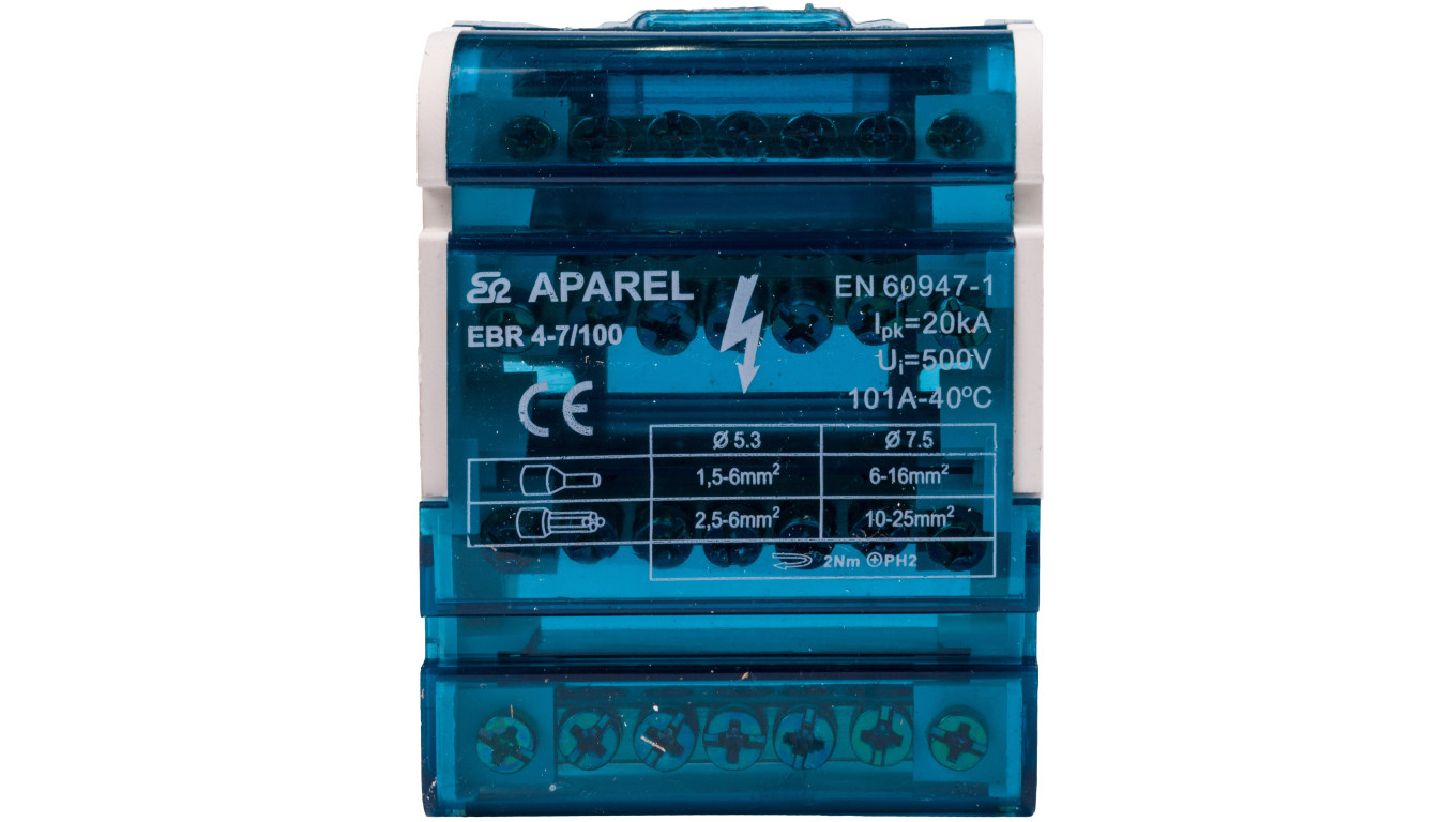 Blok listew rozdzielczych 4-biegunowy 100A EBR 4-7/100 R33RA-02020200101