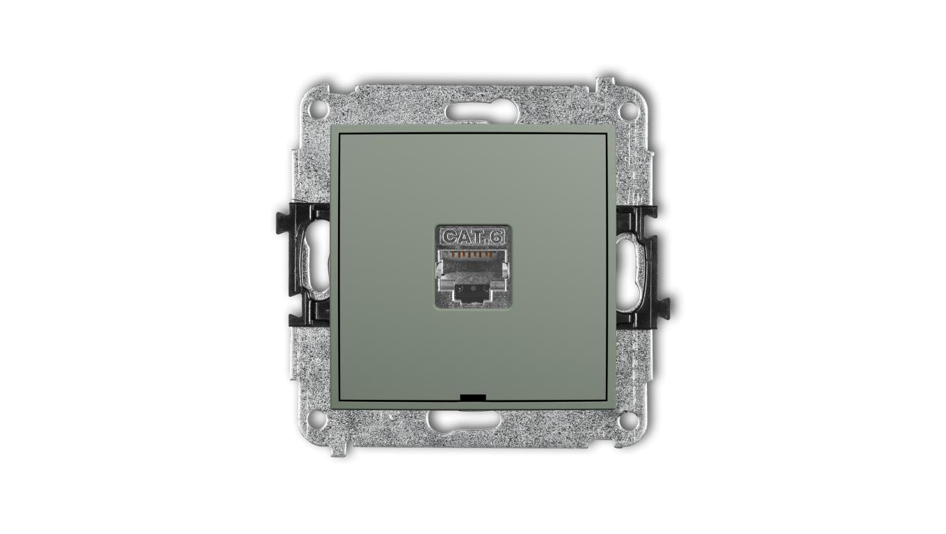 MINI Mechanizm gniazda komputerowego pojedynczego 1xRJ45, kat. 5e, ekranowany, 8-stykowy, bez opisu szałwiowy 61MGKBO-1e