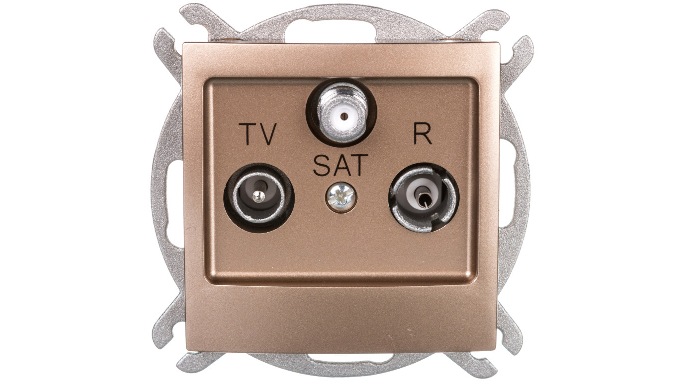 IMPRESJA Gniazdo antenowe RTV-SAT końcowe złoty metalik GPA-YS/m/28