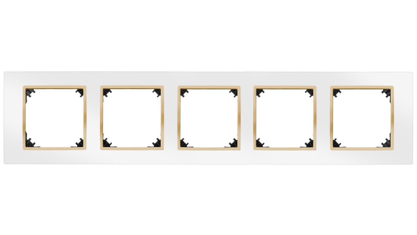 VESTRA ramka pięciokrotna IP20 biały/złoty 3875-27
