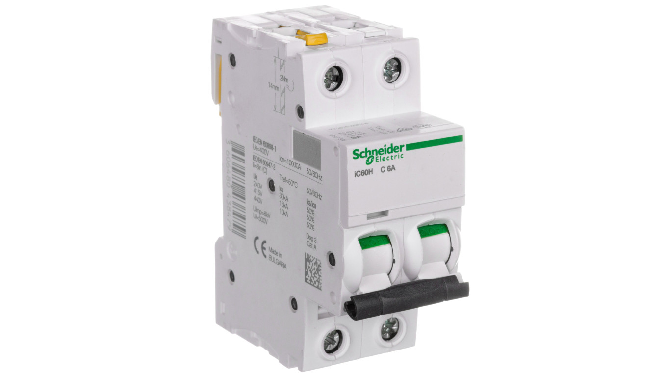 Wyłącznik nadprądowy 2P C 6A 10kA AC iC60H-C6-2 A9F07206