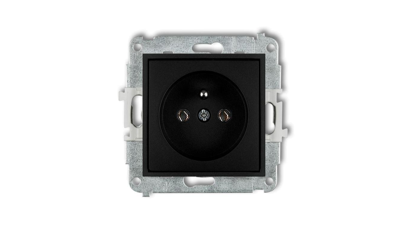 ICON Mechanizm gniazda pojedynczego z uziemieniem 2P+Z (bez przesłon torów prądowych) czarny mat 12IGP-1z