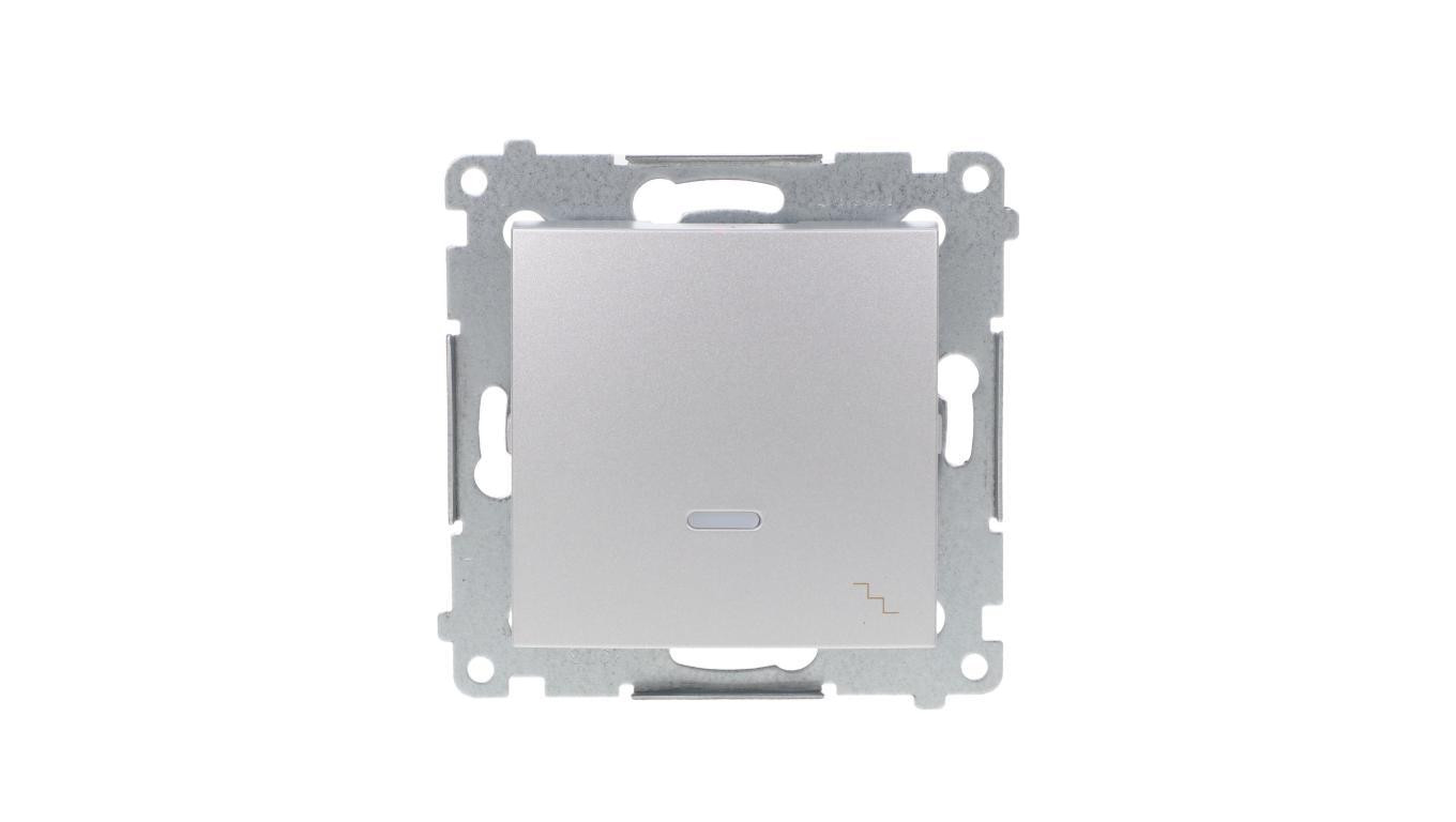 Simon 54 Łącznik schodowy z podświetleniem, szybkozłącza, srebrny mat IP20 DW6L.01/43