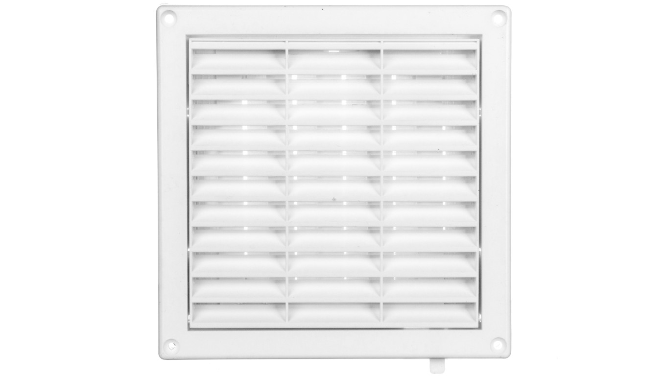 Kratka wentylacyjna 130x130mm fi 125mm biała żaluzja+sznurek T34