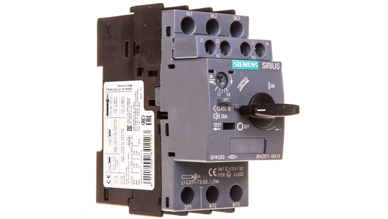 Wyłącznik silnikowy 3P 1,4-2A 1Z 1R S00 3RV2011-1BA15