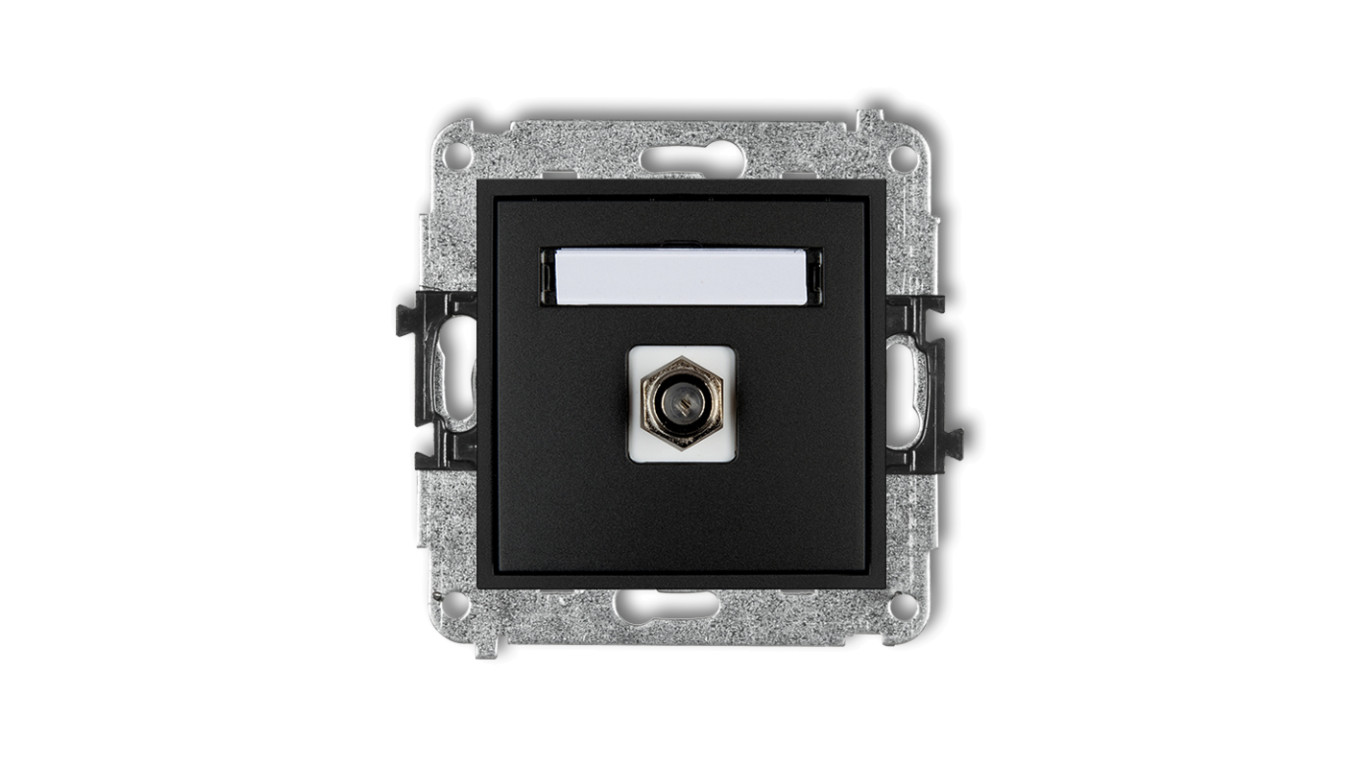 MINI Gniazdo antenowe pojedyncze typu F (SAT) niklowany czarny mat 12MGF-1