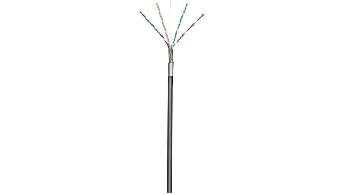 Kabel Skrętka Kat 5e F/UTP Drut 305m Czarna Zewnętrzna CCA