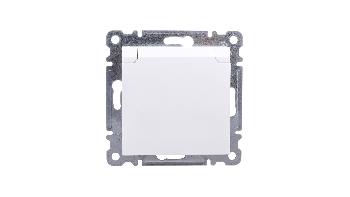 Lumina Gniazdo pojedyncze z/u 16A z klapką IP20 białe WL1120