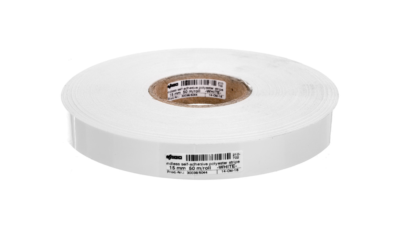 Paski oznacznikowe samoprzylepne szerokość 15mm białe 50m / rolka 210-702