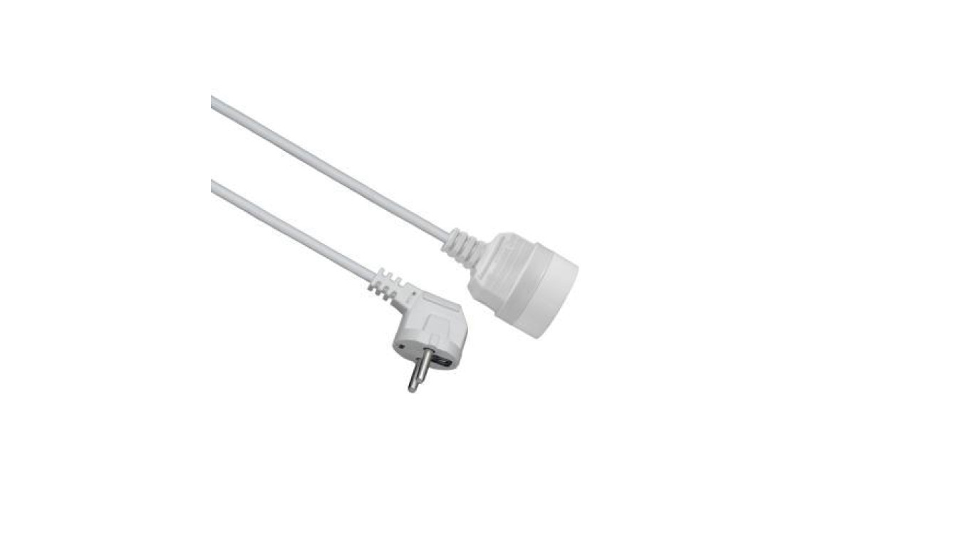 Przedłużacz 1-gniazdowy, 5m, 3x1,0mm OWY biały 28213