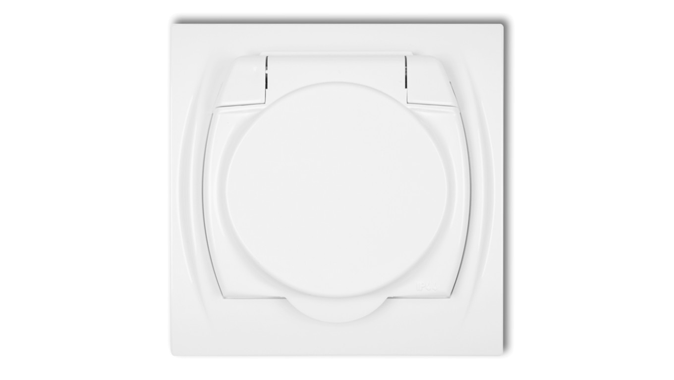 LOGO Gniazdo bryzgoszczelne z/u (klapka biała) biały LGPB-1zp