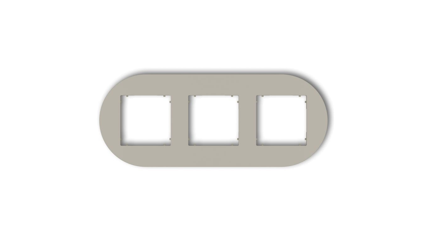 MINI Ramka uniwersalna potrójna okrągła z tworzywa taupe 60MRTO-3