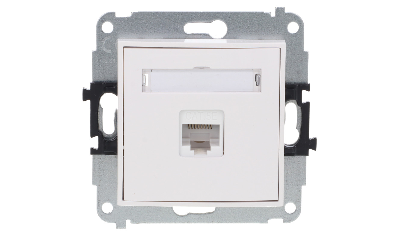 MINI Gniazdo komputerowe pojedyncze 1xRJ45 kat. 5e 8-stykowy biały MGK-1