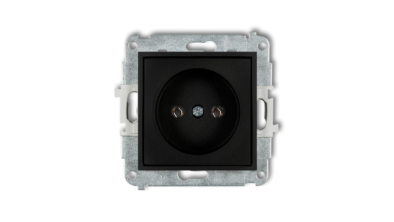 MINI Mechanizm gniazda pojedynczego bez uziemienia 2P (bez przesłon torów prądowych) czarny mat 12MGP-1